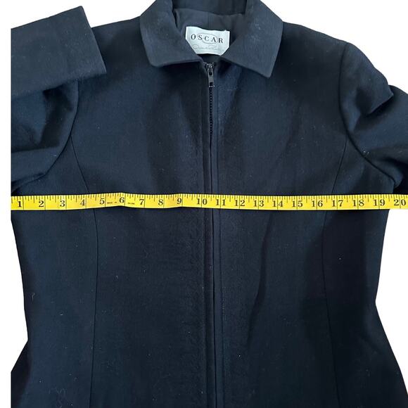 Oscar By Oscar De La Renta Black Wool Zipper Coat/ Jacket - Picture 9 of 11